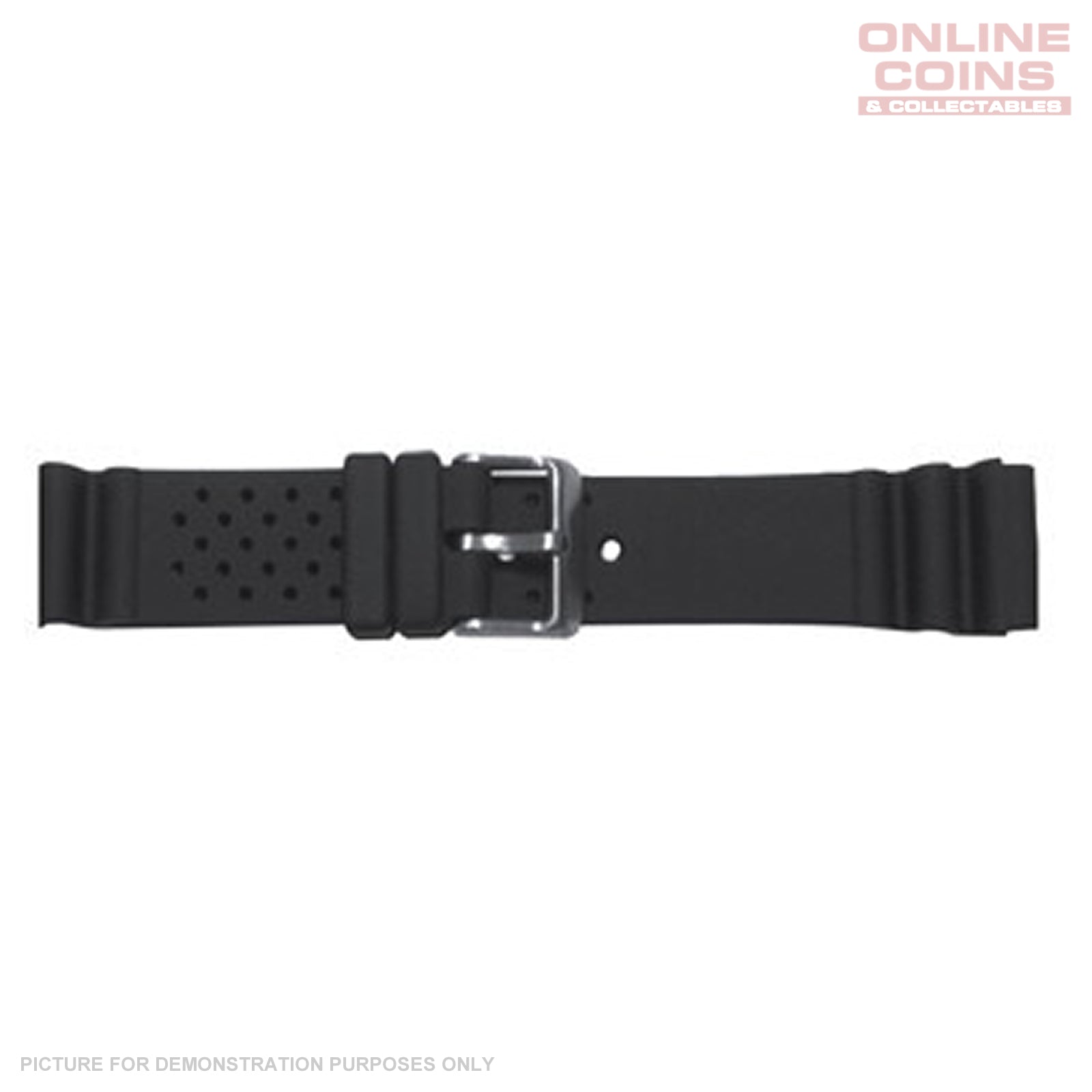 22mm Rubber Ribbed End Watch Strap - Black