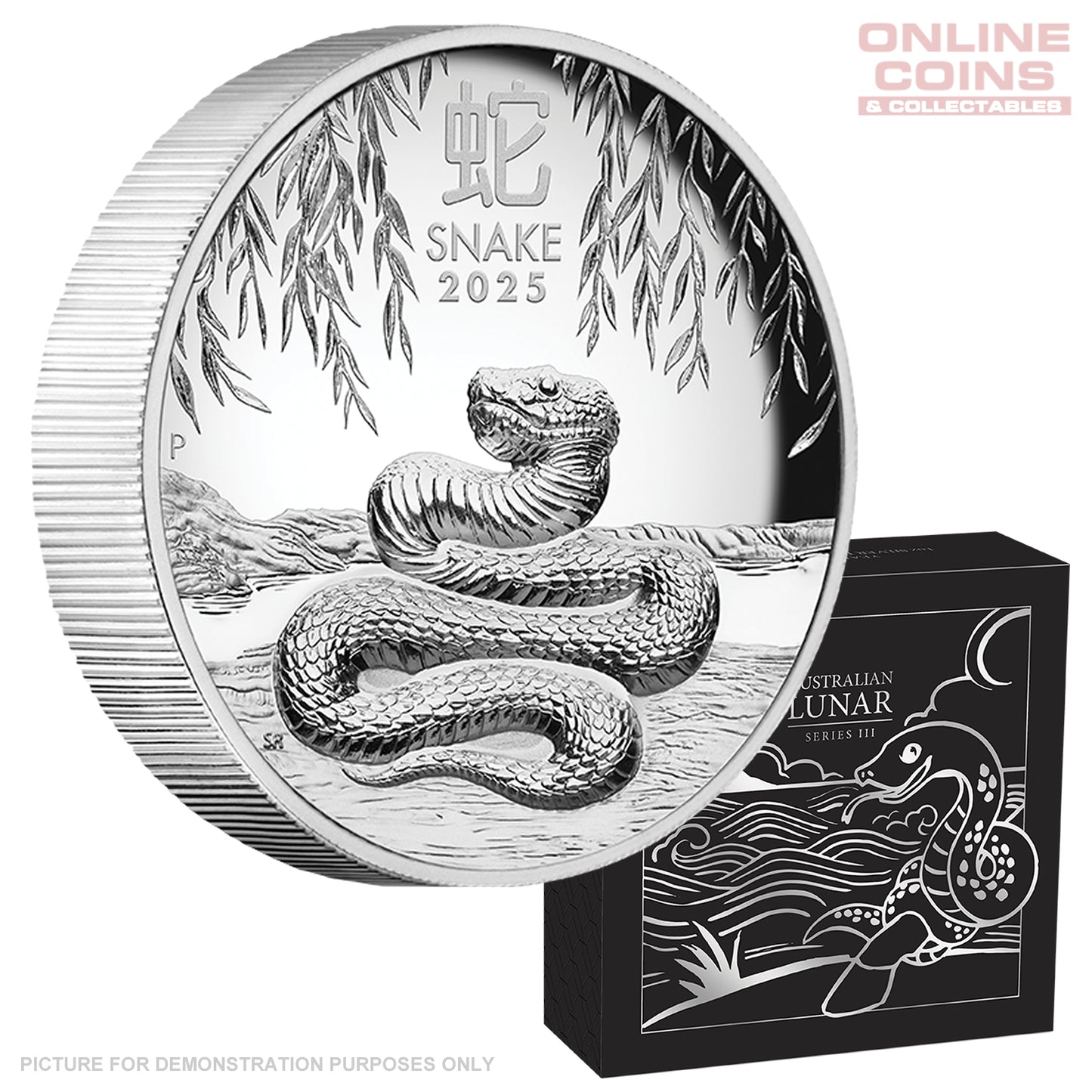 2025 Perth Mint 1oz Silver Proof High Relief Coin - Lunar Series III Year of the Snake