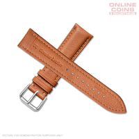 Time King 18mm Genuine Leather Watch Strap - Light Brown