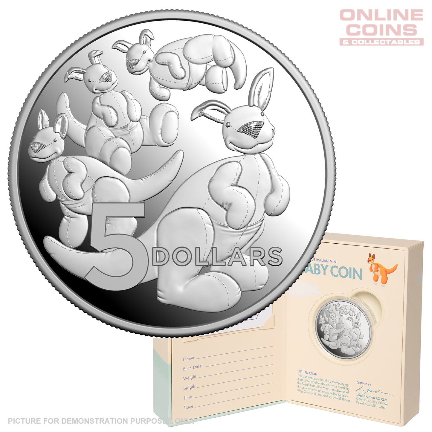 2024 RAM $5 1oz Fine Silver Proof Coin - Baby Coin - Toy Kangaroo