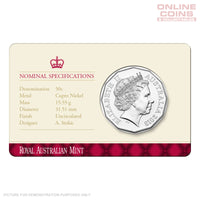 2013 - Royal Australian Mint - 60th Anniversary of the Queen's Coronation - Uncirculated 50c Carded Coin