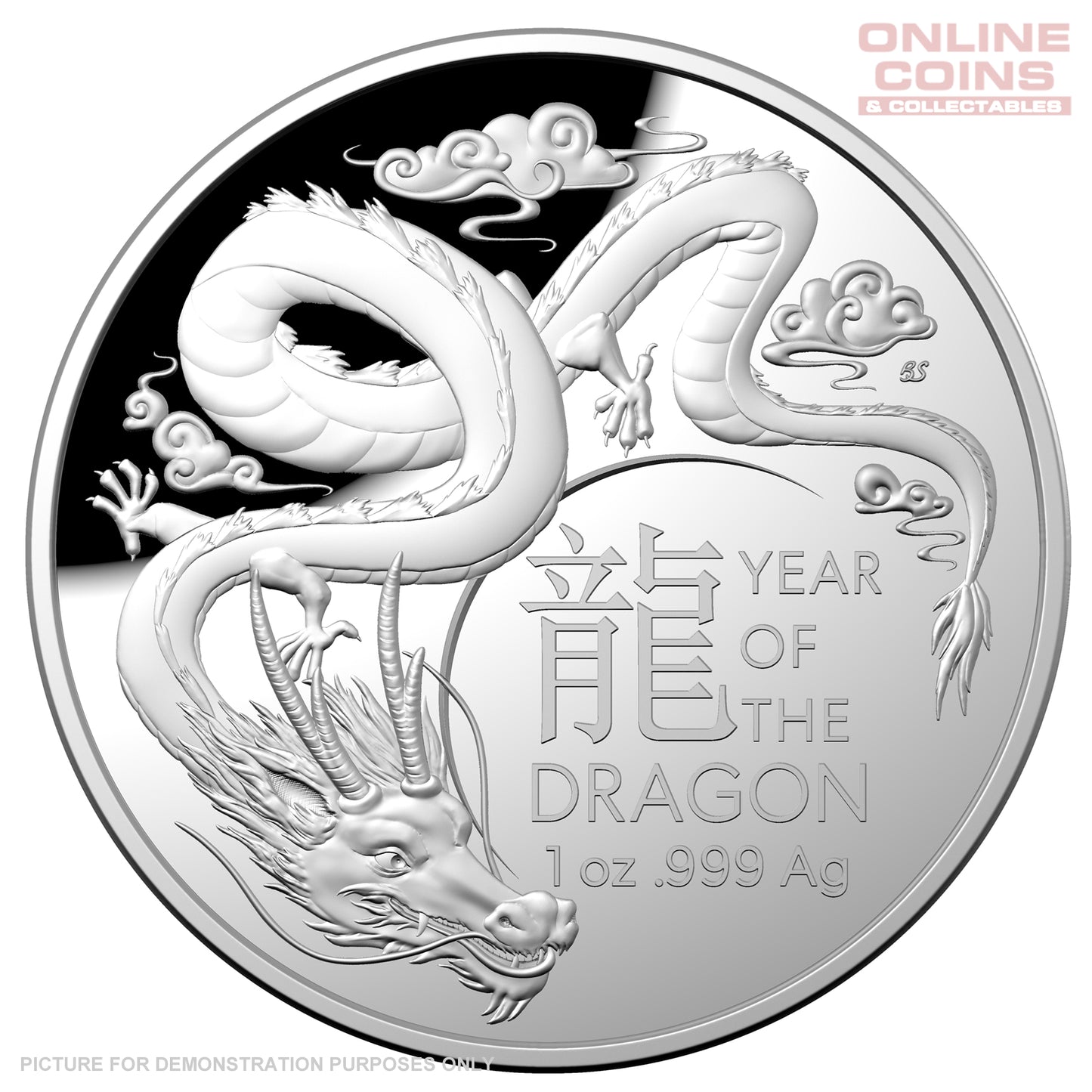 2024 $5 Domed Fine Silver Proof Coin - Lunar Year Of The Dragon