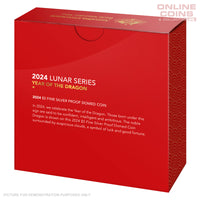 2024 $5 Domed Fine Silver Proof Coin - Lunar Year Of The Dragon