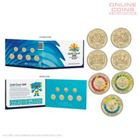 2018 - Gold Coast XXI Commonwealth Games - 7 Coloured Coin Set (Tear on packaging)