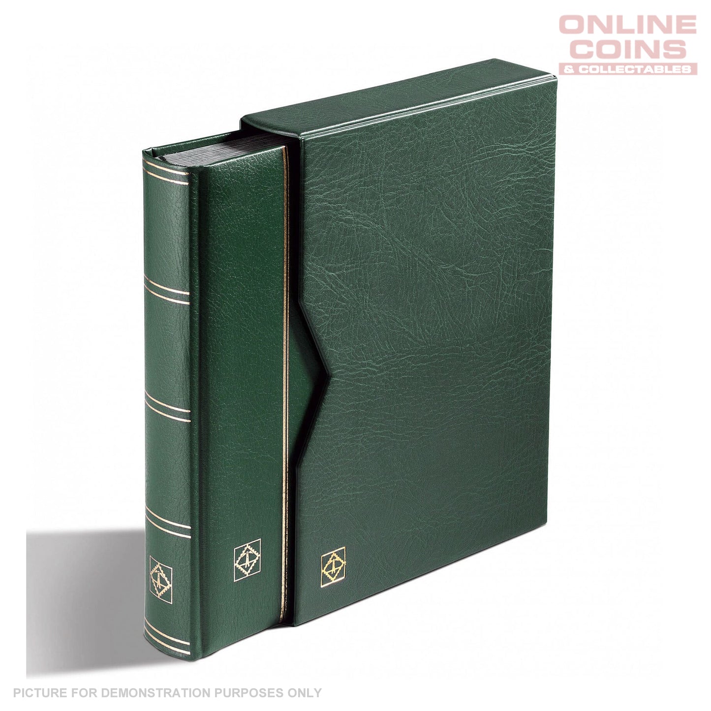 Lighthouse A4 PREMIUM Stockbook & Slipcase 64 Page Padded Leather Cover - GREEN