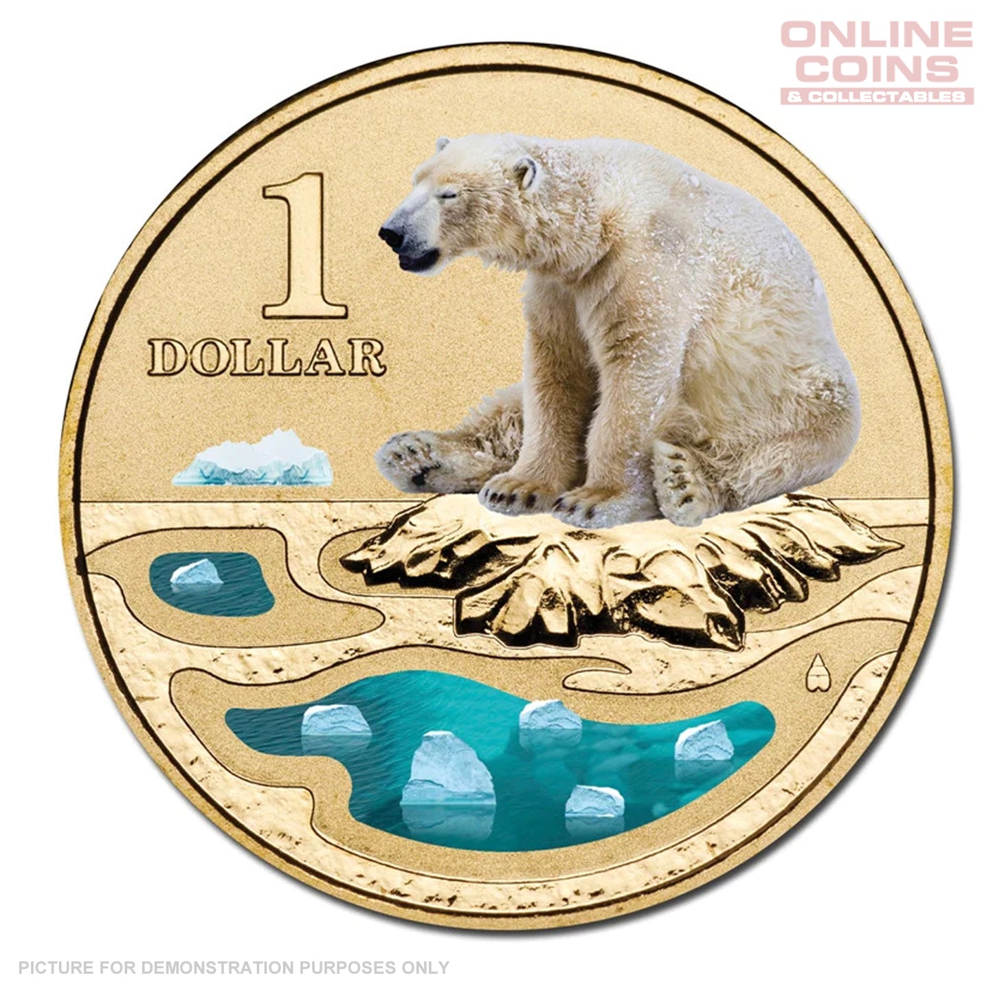 2013 $1 AlBr Uncirculated Carded Coin - Polar Animals Series - Polar Bear