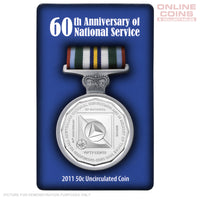 2011 Royal Australian Mint - 60th Anniversary of National Service - Uncirculated 50c coin in card