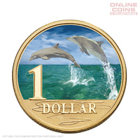 2006 $1 CuNi Coloured Uncirculated Carded Coin - Ocean Series Bottlenose Dolphin