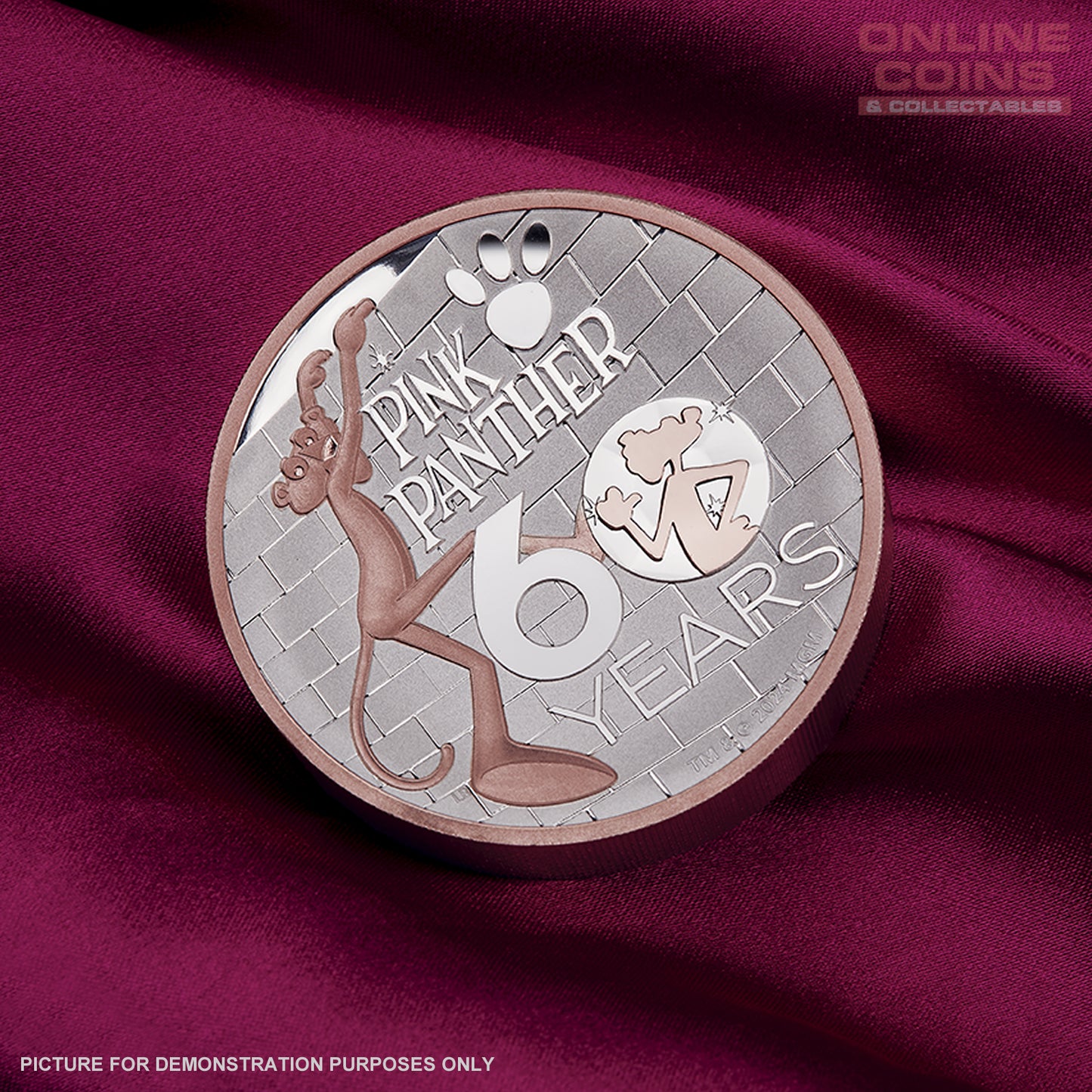 2024 Perth Mint 5oz Silver Proof High Relief Gilded Coin - Pink Panther 60th Anniversary