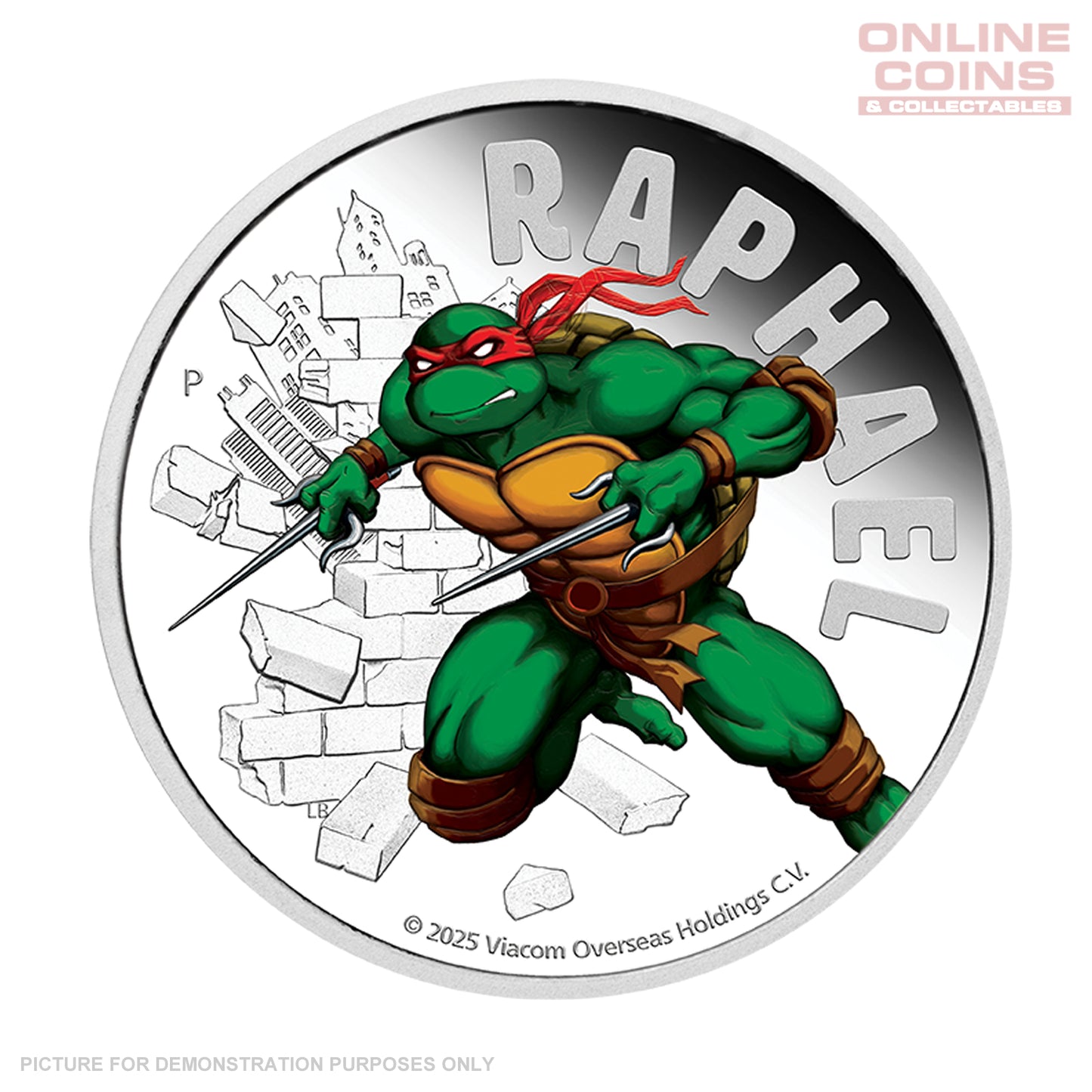 2025 Perth Mint Teenage Mutant Ninja Turtles - Raphael 1oz Silver Coloured Coin