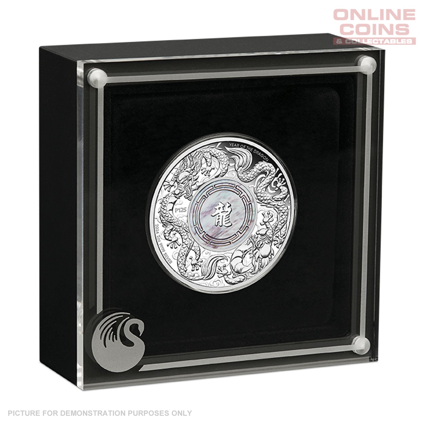 2024 Perth Mint 2oz Silver Proof Coin - Double Dragon with Mother of Pearl