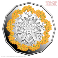 2024 50c SILVER PROOF Coloured Uncirculated Coin - Christmas Decoration Festive Floral