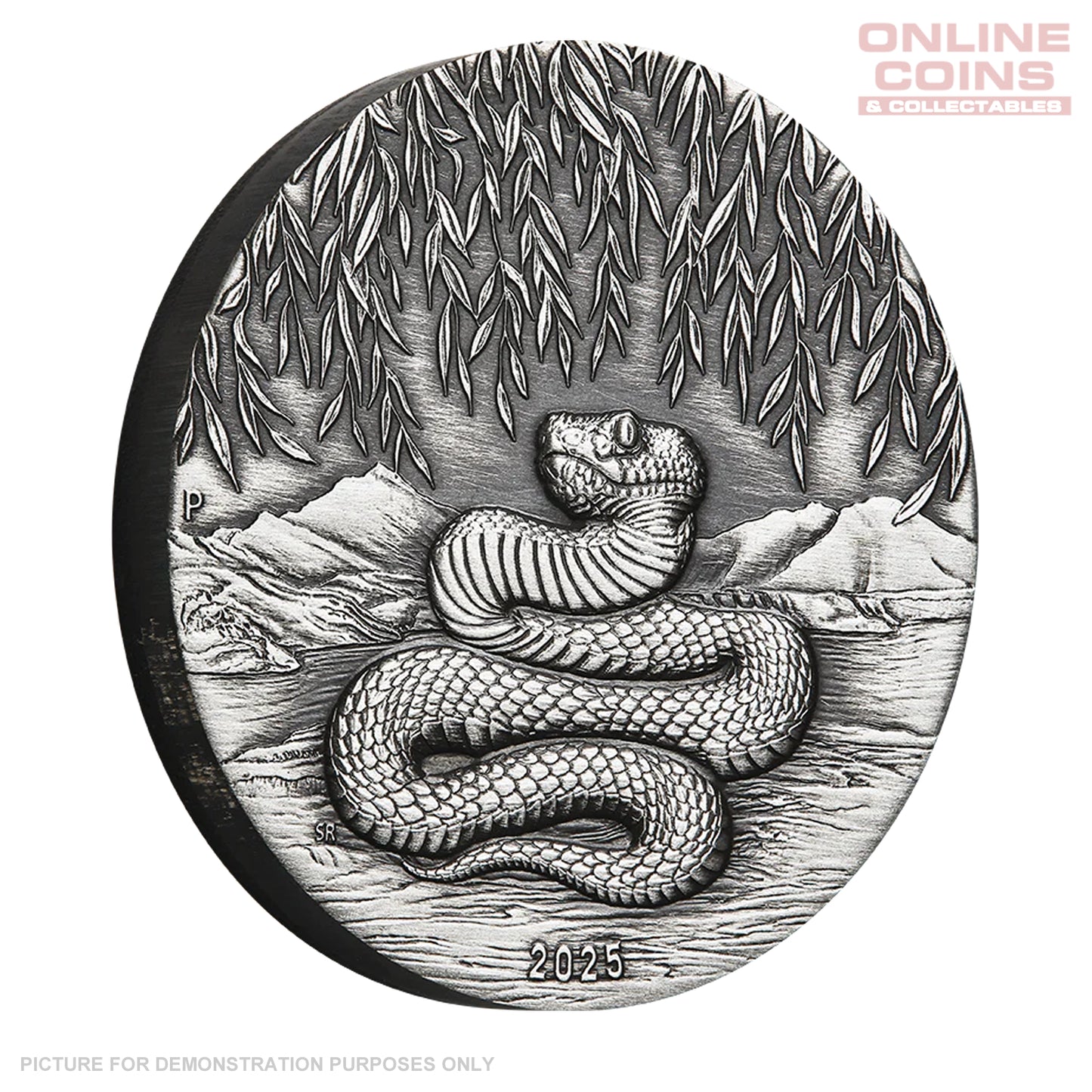 2025 Perth Mint 2oz Silver Antiqued Coin - Lunar Series III Year of the Snake