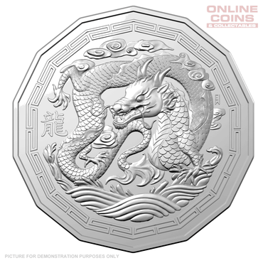 2024 50c CuNi Uncirculated Tetra-Decagon Carded Coin - Lunar Year Of The Dragon