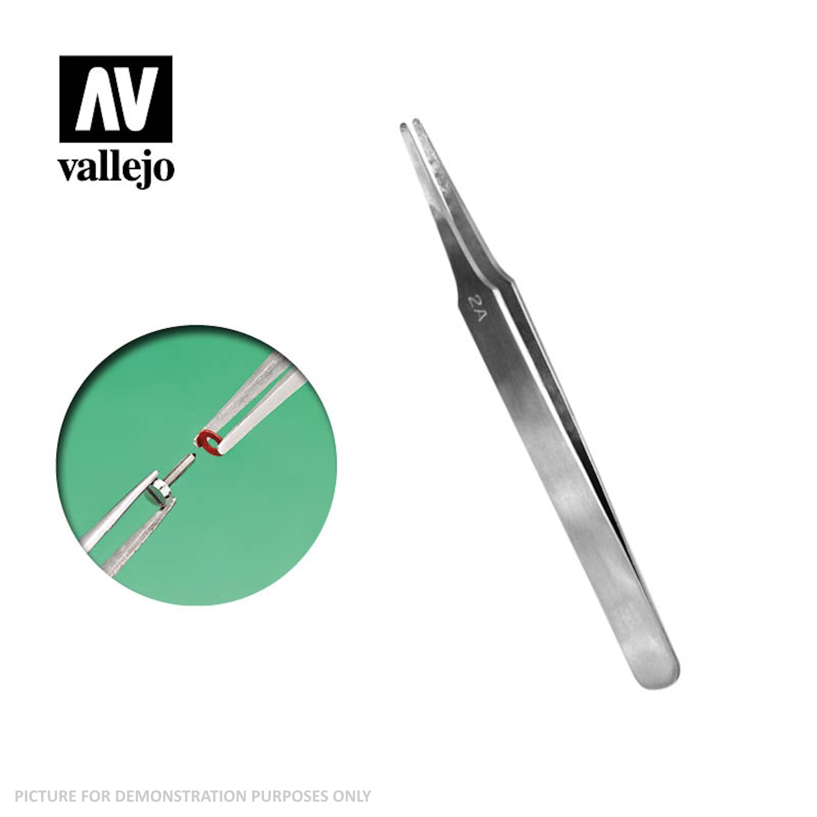 Vallejo Hobby Tools - Flat Rounded Stainless Steel Tweezers (120 mm)